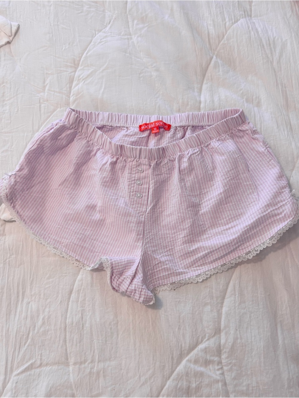 Light Pink Striped Women’s Cotton shorts